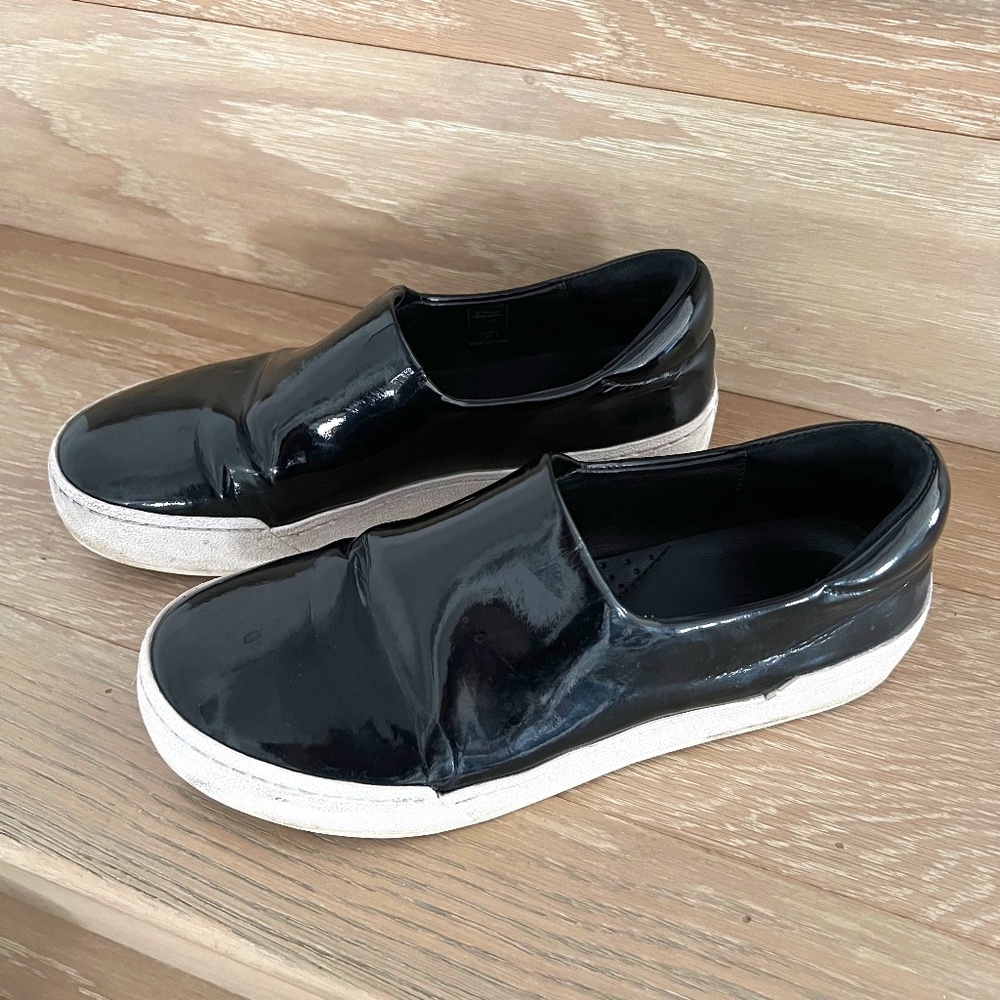 Opening Ceremony Cici Black Patent Leather Platform Slip-On Sneakers Size 7
